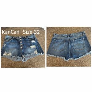 KanCan Women's Button-Fly Distressed Jean Shorts